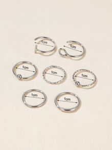 7 piezas Aro para la nariz minimalista - Plateado - Ver 3