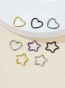 8 chiếc khuyên tai thiết kế hình trái tim & ngôi sao - Nhiều màu - Xem 1