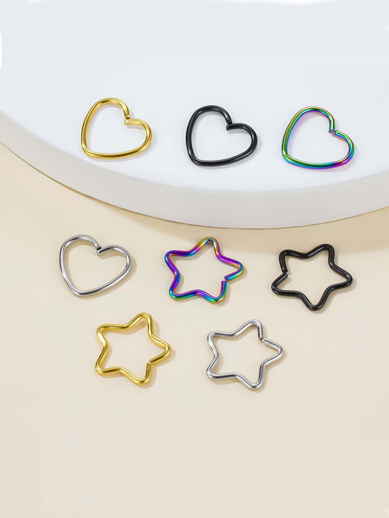 8 chiếc khuyên tai thiết kế hình trái tim & ngôi sao - Nhiều màu - Xem 1