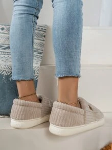 1 Pair Warm Furry Slip-On Slippers For Women, Winter