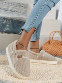 1 Pair Warm Furry Slip-On Slippers For Women, Winter