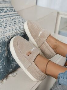 1 Pair Warm Furry Slip-On Slippers For Women, Winter