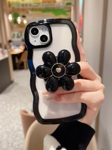 花卉2合1波浪圖案鬱金香支架手機殼，適用於iPhone 15/iPhone 15 Pro/iPhone 15 Pro Max，兼容iPhone 15/15Plus/15Pro/15Promax