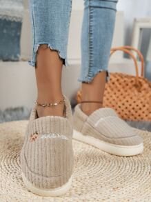 1 Pair Warm Furry Slip-On Slippers For Women, Winter