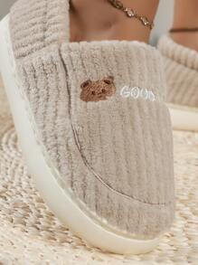 1 Pair Warm Furry Slip-On Slippers For Women, Winter