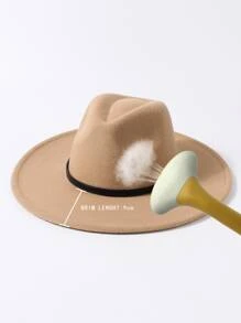 1pc Women Fashion Best Belt Decor Fedora Hat Elegant - Camel - View 4