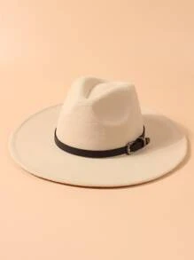 Belt Decor Fedora Hat - Beige - View 2