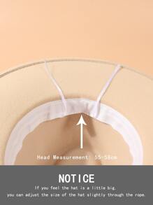 Belt Decor Fedora Hat - Beige - View 4