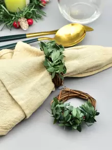 1入組樹葉裝飾塑料餐巾環波西米亞風植物餐巾架環用於婚禮裝飾 - 彩色 - 查看 1