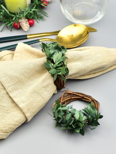 1入組樹葉裝飾塑料餐巾環波西米亞風植物餐巾架環用於婚禮裝飾