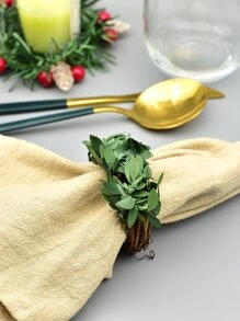 1入組樹葉裝飾塑料餐巾環波西米亞風植物餐巾架環用於婚禮裝飾 - 彩色 - 查看 3