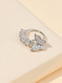 Aro para la nariz popular con diseño de diamante de imitación con accesorio de mariposa cobre simple & elegante para mujeres & unisex