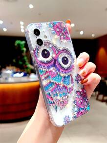 Owl Pattern Rhinestone Decor Phone Case,International Version, Not The Domestic Version - Multicolor - View 2