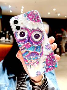 Owl Pattern Rhinestone Decor Phone Case,International Version, Not The Domestic Version - Multicolor - View 3