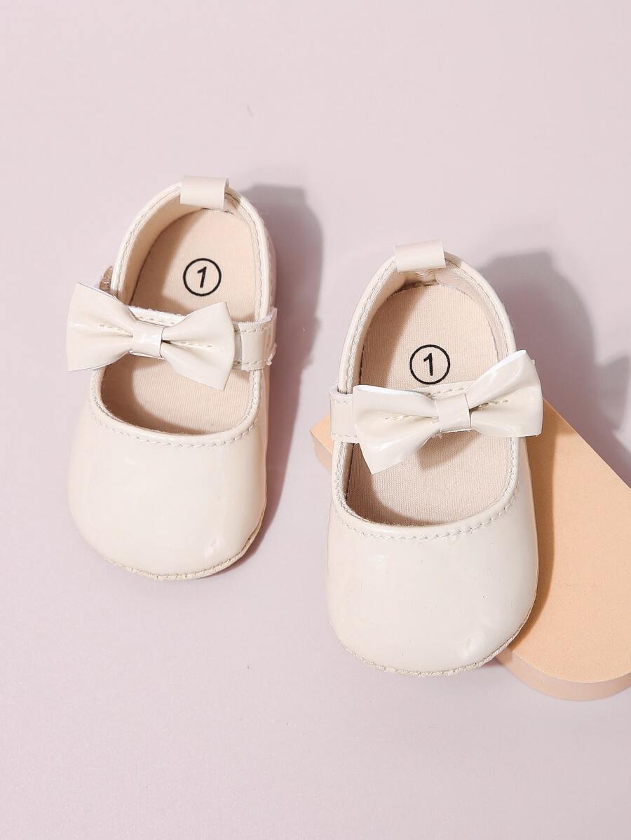 Infant Bow Decor Mary Jane Flats - Beige - View 1