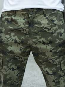 男士翻蓋口袋迷彩工裝褲