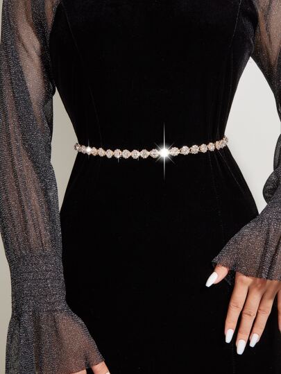 Rhinestone Decor Chain Belt Party Halloween Summer, School Fall, Autumn, Halloween