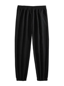 Men Slant Pocket Carrot Trousers - Black - View 2