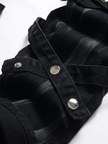 Quần Jeans Nam Dây Rách Crisscross Decor - màu đen - Xem 7