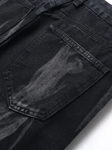 Quần Jeans Nam Dây Rách Crisscross Decor - màu đen - Xem 8