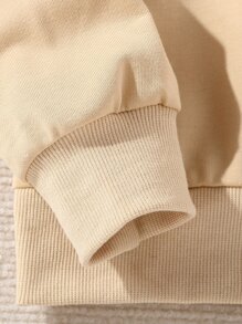 Girls Letter Graphic Drop Shoulder Hoodie & Joggers - Apricot - View 3