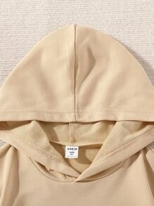 Girls Letter Graphic Drop Shoulder Hoodie & Joggers - Apricot - View 5