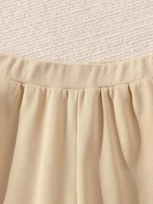 Girls Letter Graphic Drop Shoulder Hoodie & Joggers - Apricot - View 6