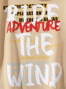 Girls Letter Graphic Drop Shoulder Hoodie & Joggers - Apricot - View 8