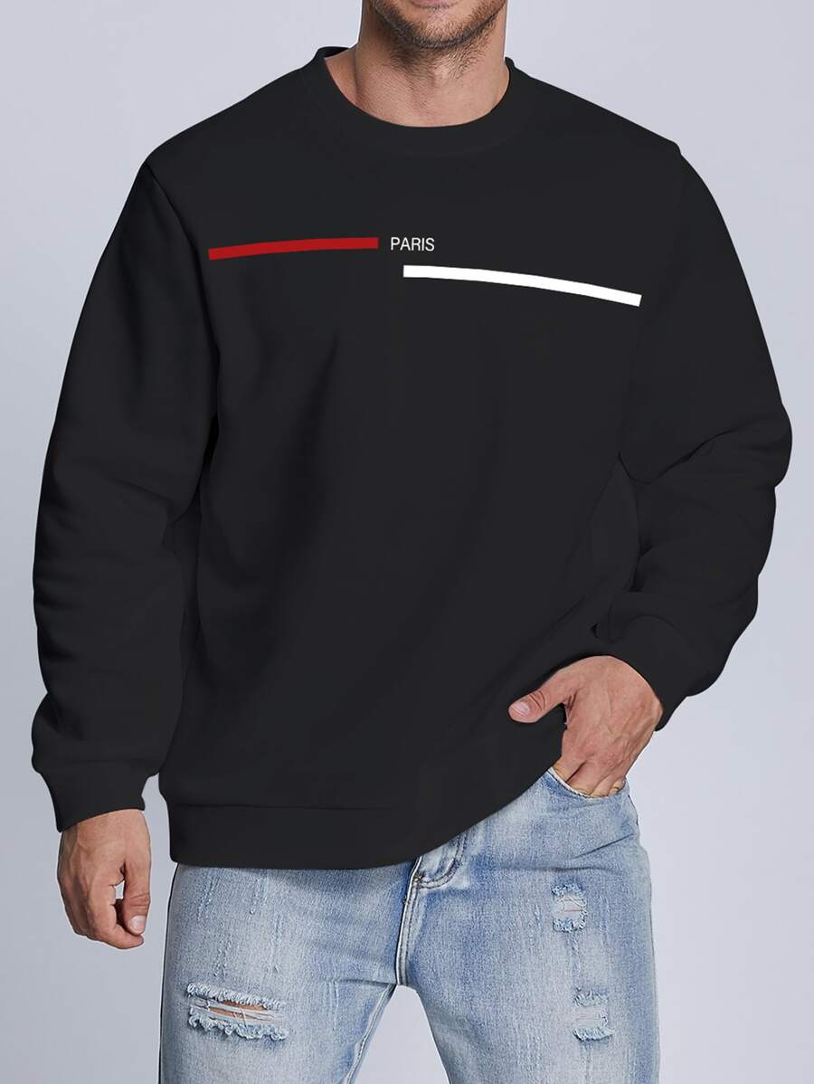 Manfinity Men Plus Letter Graphic Sweatshirt - Black - View 1
