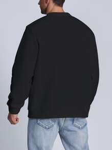 Manfinity Men Plus Letter Graphic Sweatshirt - Black - View 2