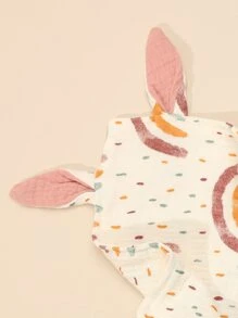 Baby Rainbow Pattern 3D Ear Decor Wipe Mouth Feeding Handkerchief - Orange - View 2