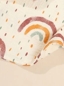 Baby Rainbow Pattern 3D Ear Decor Wipe Mouth Feeding Handkerchief - Orange - View 3