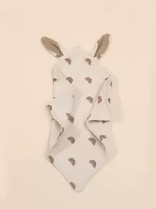 Baby Rainbow Pattern 3D Ear Decor Wipe Mouth Feeding Handkerchief - Multicolor - View 1