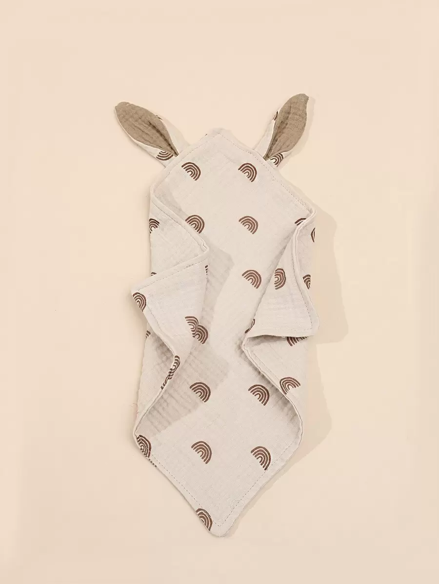 Baby Rainbow Pattern 3D Ear Decor Wipe Mouth Feeding Handkerchief - Multicolor - View 1