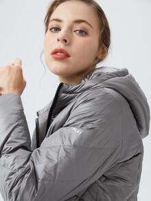 Abrigo con cremallera con capucha guateado - Gris - Ver 5