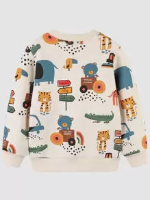 秋冬季卡通动物图案男童休闲运动衫