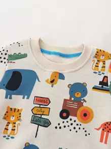 秋冬季卡通动物图案男童休闲运动衫