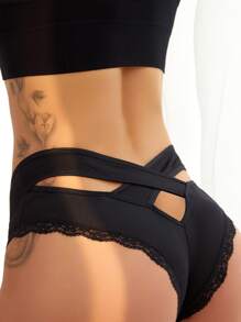 Contrast Lace Cross Panty