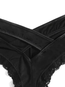 Contrast Lace Cross Panty