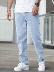 Men Plus Light Wash Tapered Jeans - Light Wash - View 4
