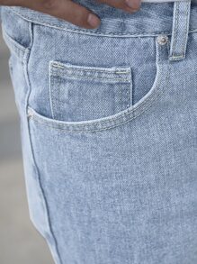 Men Plus Light Wash Tapered Jeans - Light Wash - View 8