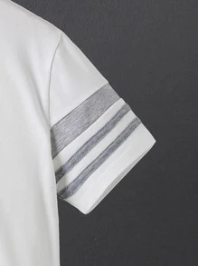 Boys Striped Print Polo Shirt - White - View 4