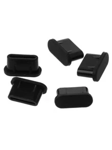 5入組素色手機防塵塞 - 黑色 - 查看 2