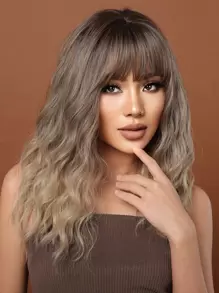 HAIRCUBE 18 Inch Nâu Gradient Màu Nổ Dài Trung Bình Xoăn Đẹp Phong Cách Hàng Ngày Tổng Hợp Bộ Tóc Giả Dành Cho Nữ - Nhiều màu - Xem 3