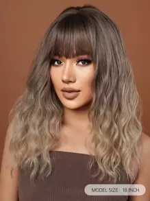 HAIRCUBE 18 Inch Nâu Gradient Màu Nổ Dài Trung Bình Xoăn Đẹp Phong Cách Hàng Ngày Tổng Hợp Bộ Tóc Giả Dành Cho Nữ - Nhiều màu - Xem 4