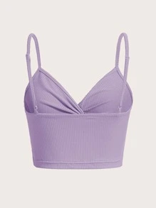 SHEIN ICON 前扭結蕾絲拼接吊帶上衣 - 紫丁香色 - 查看 2