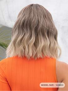 14 英寸多色（脏橙色、红色）波浪假发漂亮时尚女士假发渐变棕色金色假发女士短卷发假发带刘海合成耐热假发时尚假发适合日常生活。