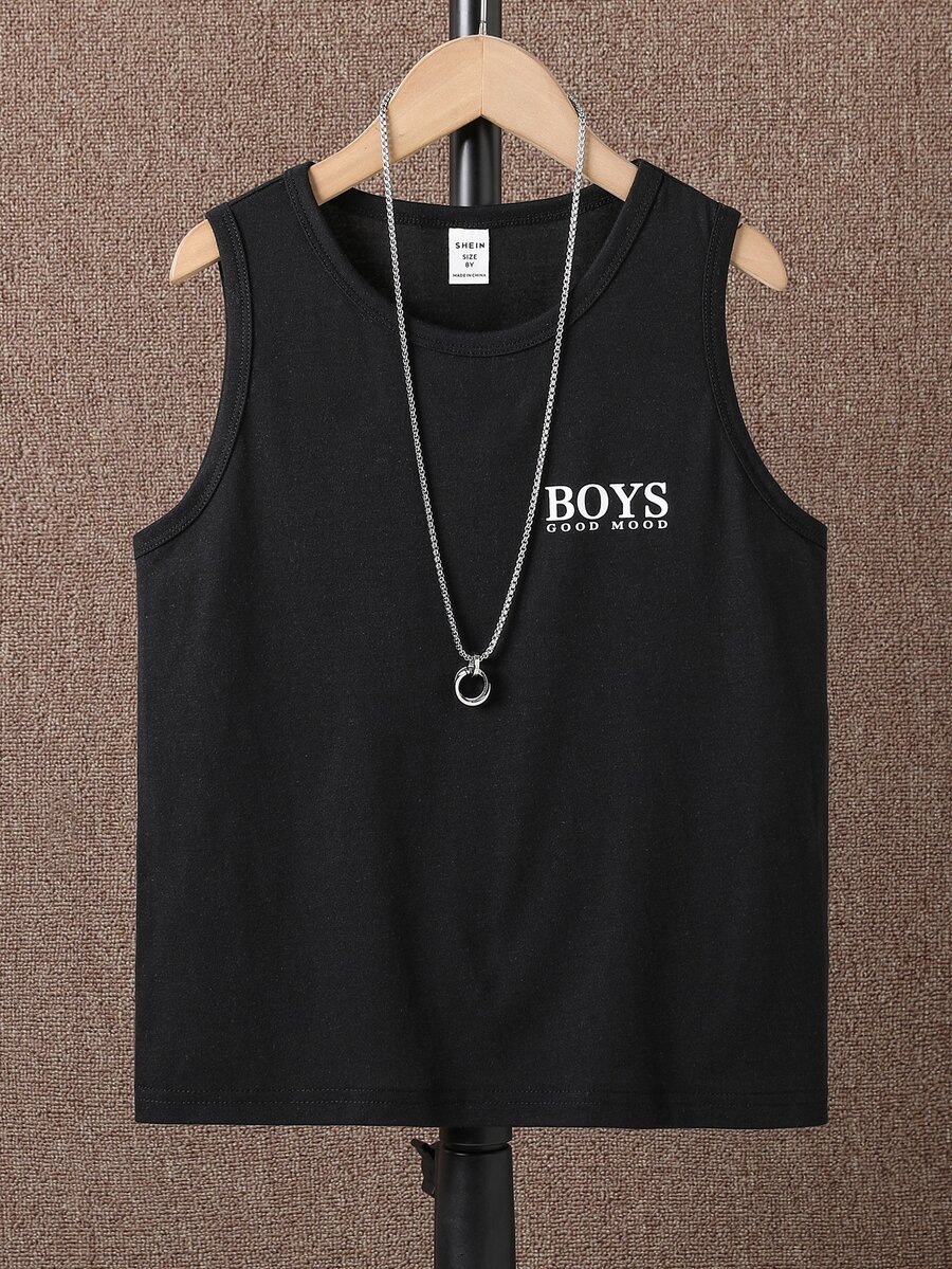 Boys Letter Graphic Tank Top - Black - View 1