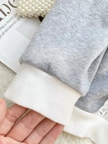 SHEIN LUNE Plus Two Tone Drop Shoulder Lace Trim Sweatshirt - Multicolor - View 5