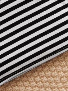 SHEIN Đầm em bé Tim Sọc Giải trí - Đen và trắng - Xem 3